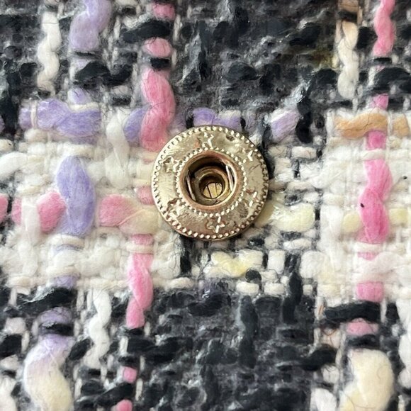 Juicy Couture Wallet Clutch Purse Tweed Plaid Black Pink Missing Chain Strap - Picture 9 of 14